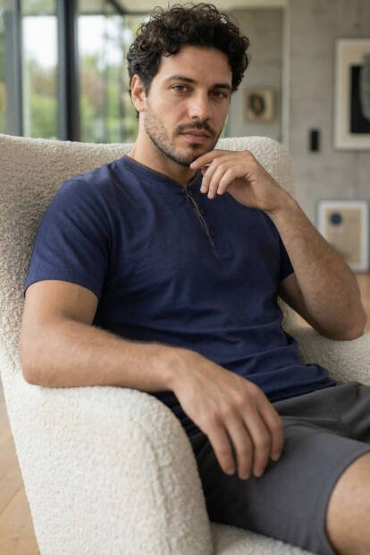 Signature Navy Şortlu Pat Detaylı Elegant Erkek Pijama Takımı - 2