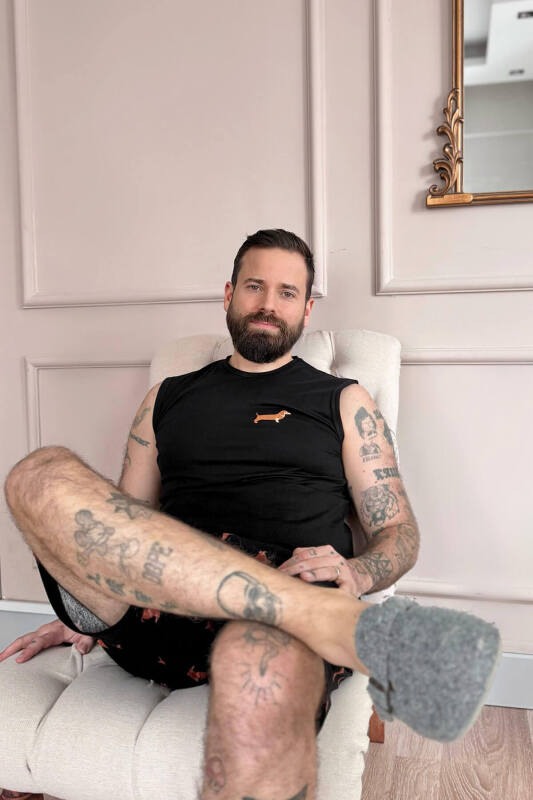 Siyah Dasch Baskılı Sıfır Kol Şortlu Erkek Pijama Takımı - Pijamaevi (2)