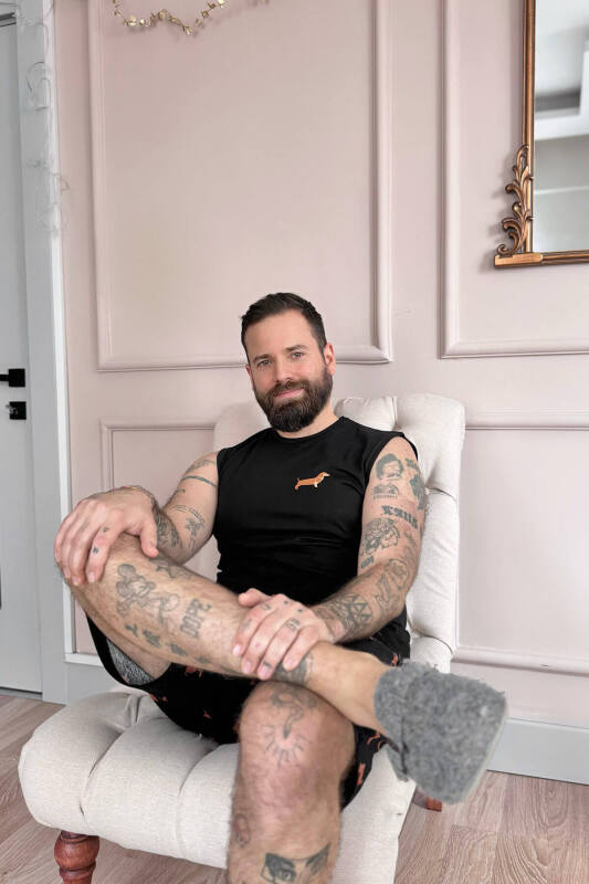 Siyah Dasch Baskılı Sıfır Kol Şortlu Erkek Pijama Takımı - Pijamaevi (3)