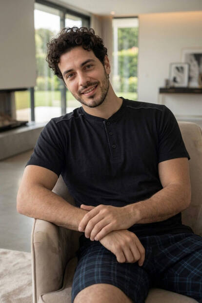 Siyah Ekose Cep Detaylı Şortlu Kısa Kollu Erkek Pijama Takımı - 3