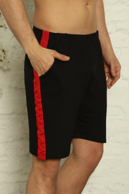 Siyah Erkek Slim Fit Tek Alt Şort & Bermuda - 5