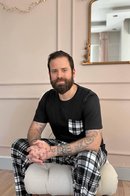 Siyah Füme Ekose Cep Detay Kısa Kollu Erkek Pijama Takımı - Pijamaevi (2)