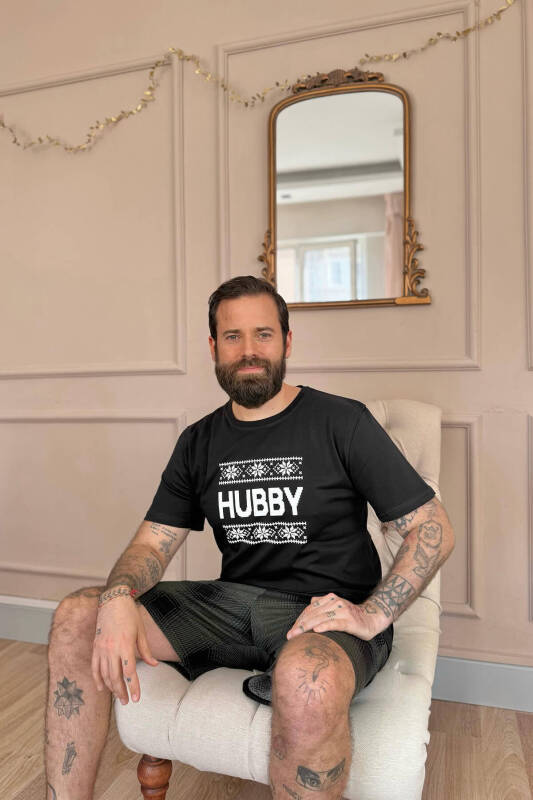 Siyah Hubby Şortlu Sevgili Aile Pijaması - Erkek Takımı - Pijamaevi (2)