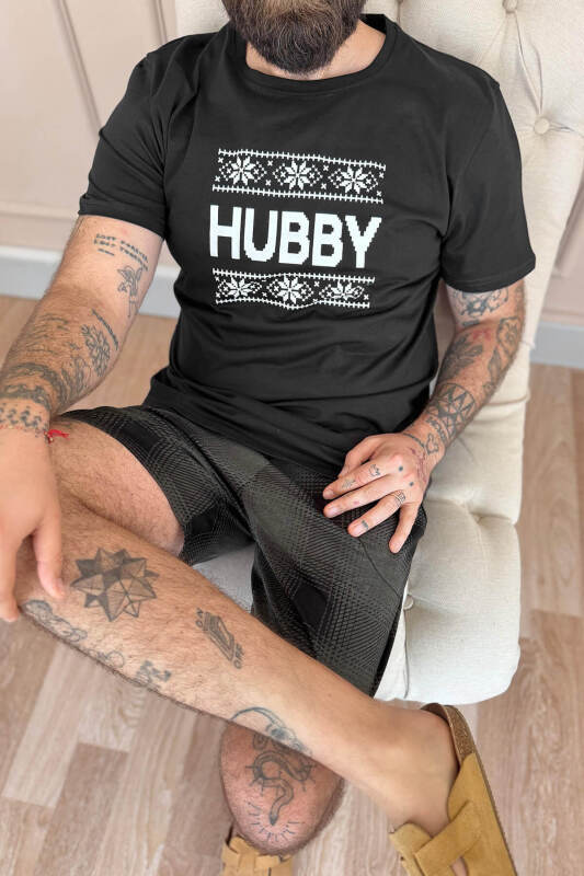 Siyah Hubby Şortlu Sevgili Aile Pijaması - Erkek Takımı - Pijamaevi (3)