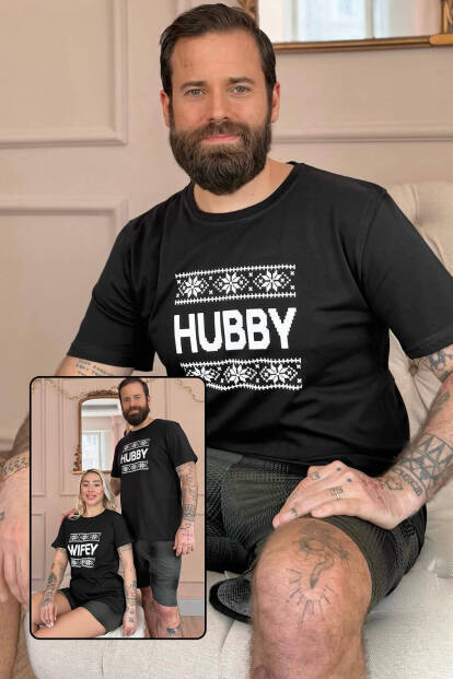Siyah Hubby Şortlu Sevgili Aile Pijaması - Erkek Takımı - 8