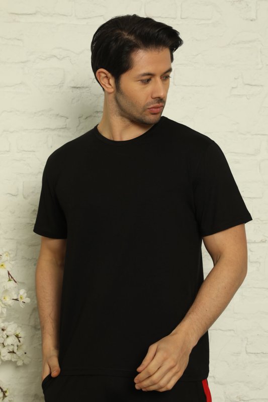 Siyah-Lacivert Erkek Basic Slim Fit 2'li Paket Pijama Üstü - Pijamaevi (2)