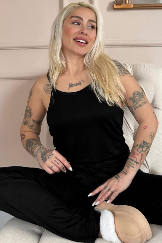 Siyah Nero Notte Bambu Askılı Kadın Pijama Takımı - Pijamaevi