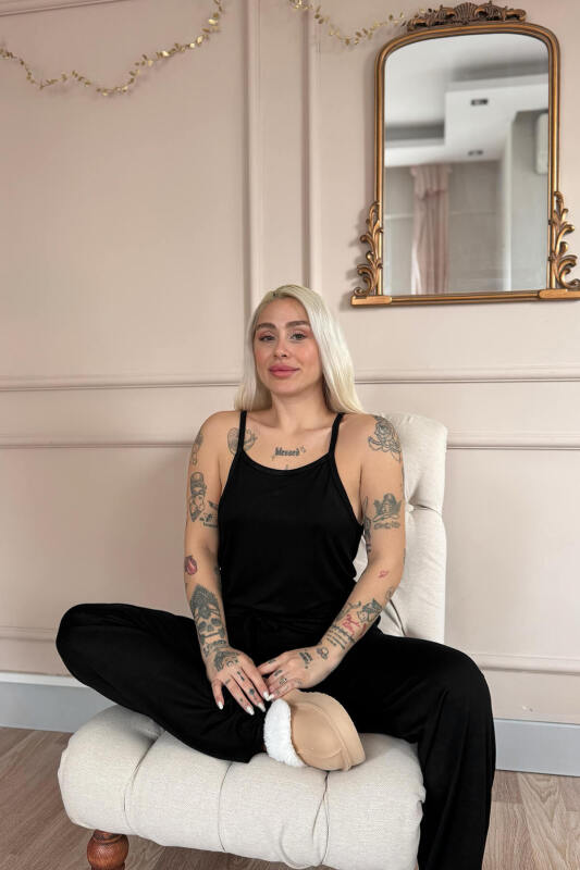 Siyah Nero Notte Bambu Askılı Kadın Pijama Takımı - Pijamaevi (1)