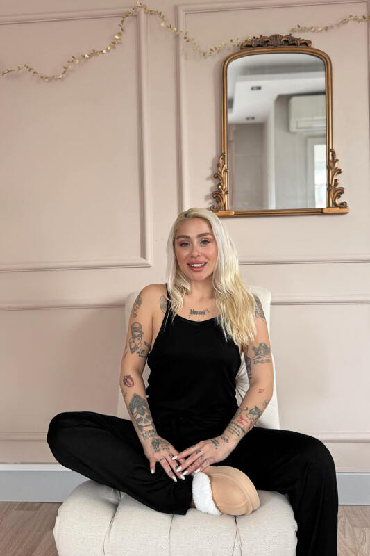 Siyah Nero Notte Bambu Askılı Kadın Pijama Takımı - Pijamaevi (2)