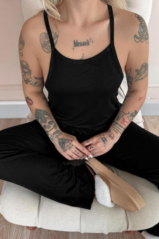 Siyah Nero Notte Bambu Askılı Kadın Pijama Takımı - Pijamaevi (3)