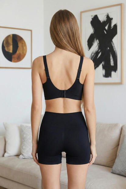 Siyah SilkAir Blush V-Neck Balensiz Sütyen – Geniş Askılı, İz Yapmayan - 6