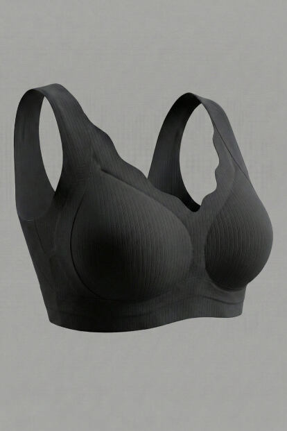 Siyah SilkAir Lazer Kesim Balensiz Sütyen - Klasik Geniş Askı, İz Yapmayan - 6