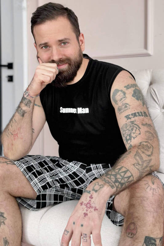 Siyah Superman Baskılı Sıfır Kol Şortlu Erkek Pijama Takımı - Pijamaevi