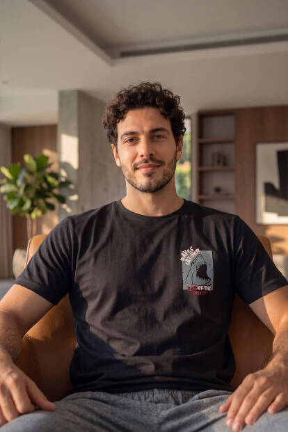 Siyah Waves Desenli Kısa Kollu Erkek Pijama Takımı - 5