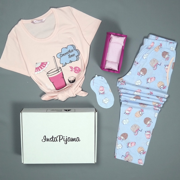 Smoothie Desenli Kısa Kollu Pijama Takımı - 2