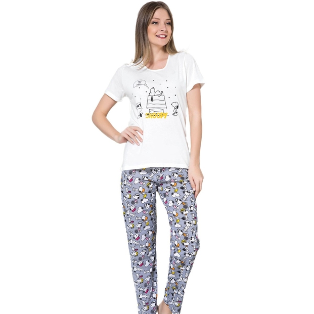 Dog Desenli Kısa Kollu Pijama Takımı - 1
