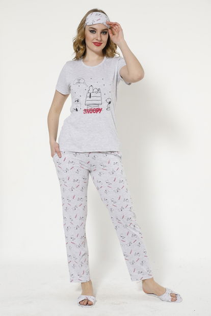 Snoopy Desenli Sabahlıklı Pijama Takımı - 2