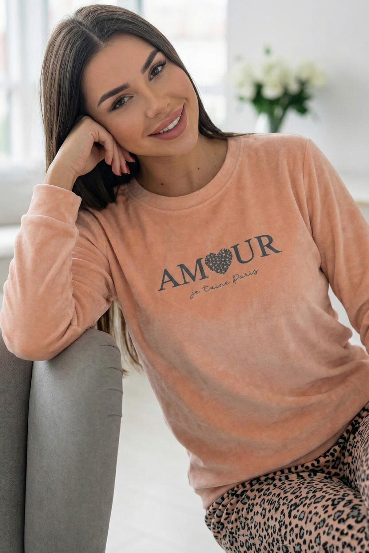 Somon Amour Desenli Veloura Soft Kadın Pijama Takımı  - Pijamaevi (3)