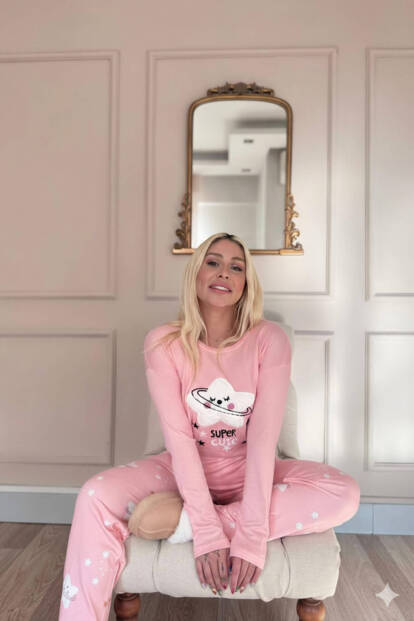 Somon Cute Desenli Termal Kadın Pijama Takımı - 3