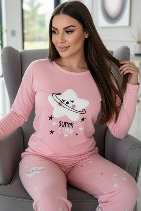 Somon Cute Desenli Termal Kadın Pijama Takımı - Pijamaevi