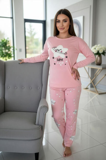 Somon Cute Desenli Termal Kadın Pijama Takımı - 3