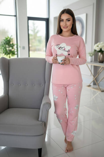 Somon Cute Desenli Termal Kadın Pijama Takımı - 4