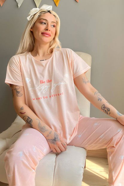Somon Energy Baskılı Kısa Kollu Kadın Pijama Takımı - 1