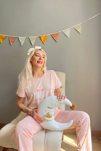 Somon Energy Baskılı Kısa Kollu Kadın Pijama Takımı - 3