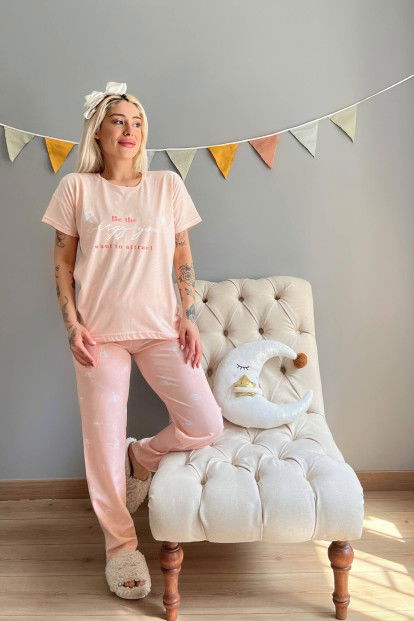 Somon Energy Baskılı Kısa Kollu Kadın Pijama Takımı - 5