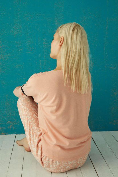 Somon Grace Desenli Yumoş Örme Pijama Takımı - 3