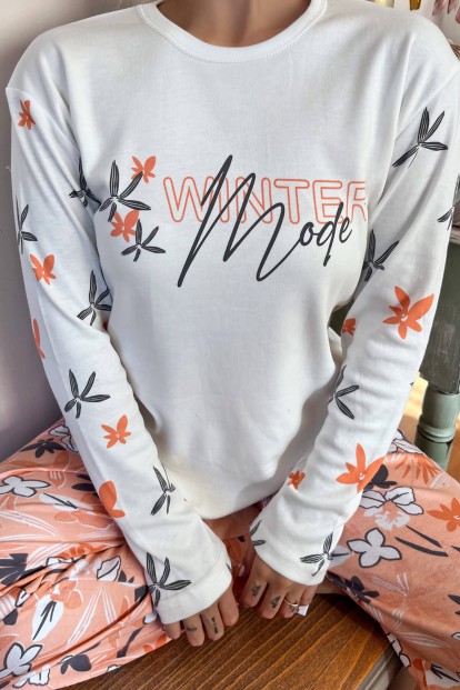 Somon Mode Desenli Peluş Yelekli Kadın Pijama Takımı - 5