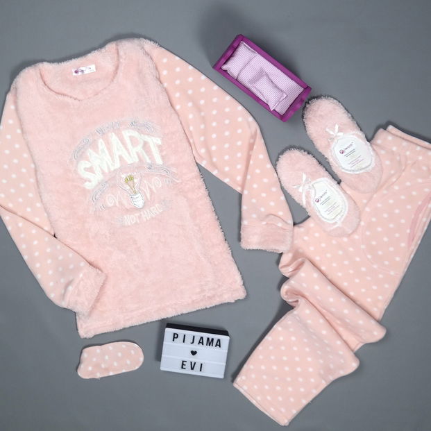 Somon Smart Desenli Kadın Peluş Pijama Takımı - 2