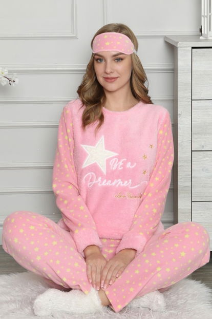 Star Dreamer Desenli Kadın Peluş Pijama Takımı - 1