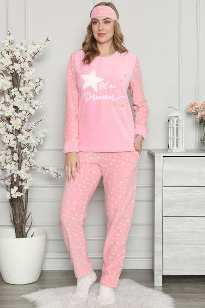 Star Dreamer Desenli Kadın Peluş Pijama Takımı - 2