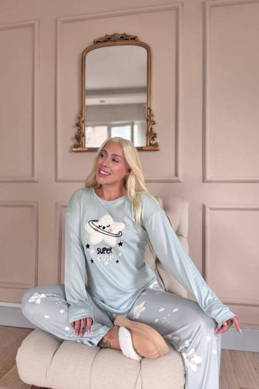 Super Cute Desenli Termal Kadın Pijama Takımı - Pijamaevi (1)