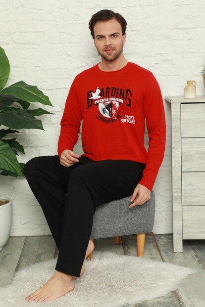 Surfing Baskılı Uzun Kollu Erkek Pijama Takımı - 2