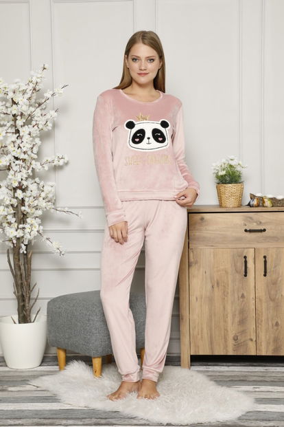 Sweet Dream Desenli Fransız Kadife Pijama Takımı - 1