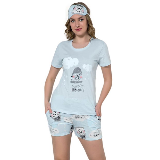 Sweet Dream Desenli Şortlu Bayan Pijama Takımı - 1