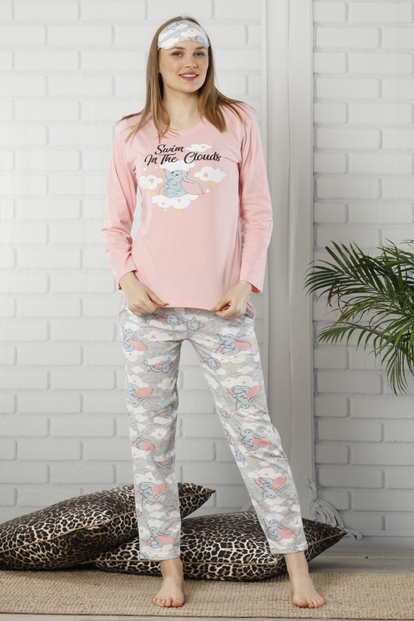 Swim Clouds Desenli Uzun Kollu Kadın Pijama Takımı - 1