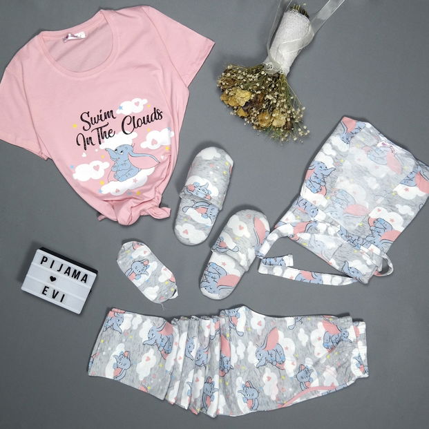 Swim in the Cloud Desenli Sabahlıklı Pijama Takımı - 3