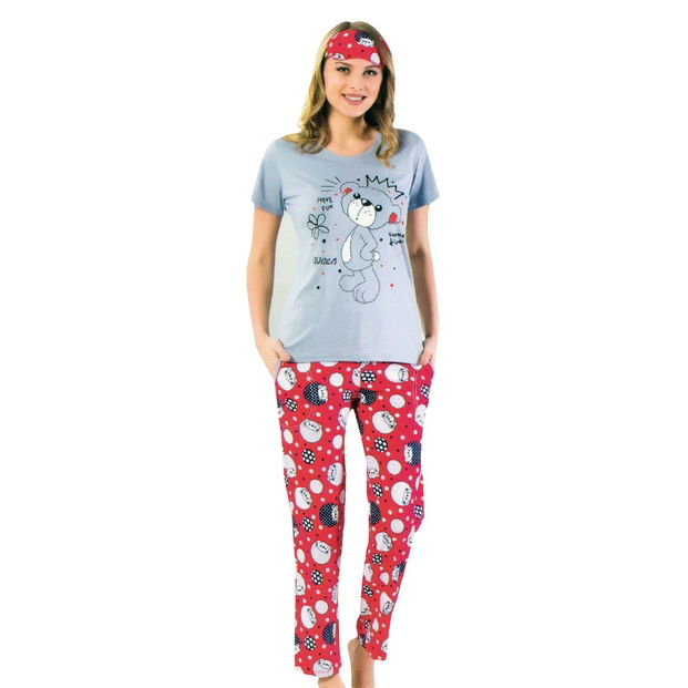 Tatlı Köpek Desenli Sabahlıklı Pijama Takımı - 2