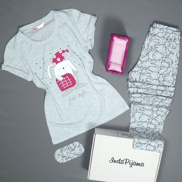 Tavşan Desenli Kısa Kollu Pijama Takımı - 2