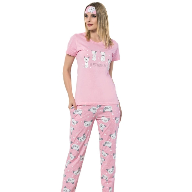 The Best Friends Desenli Kısa Kollu Pijama Kadın Takımı - 1