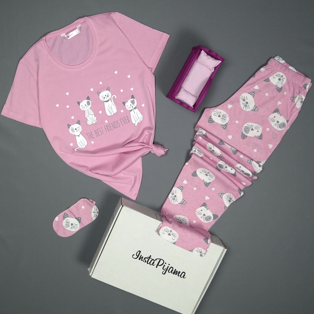 The Best Friends Desenli Kısa Kollu Pijama Kadın Takımı - 2