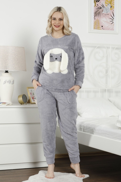 Think Ever Desenli Tam Peluş Pijama Takımı - 2
