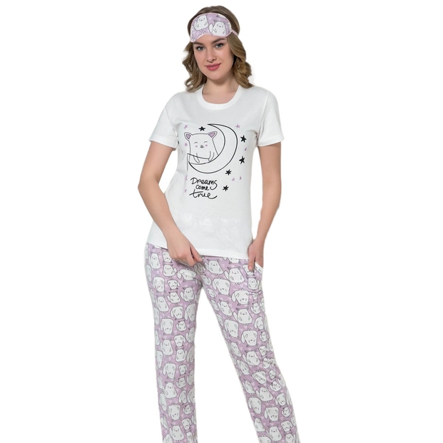 Tilki Desenli Kısa Kollu Pijama Takımı - 1