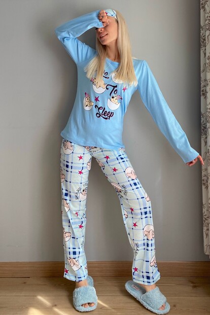 To sleep Baskılı Uzun Kol Kadın Pijama Takımı - 3