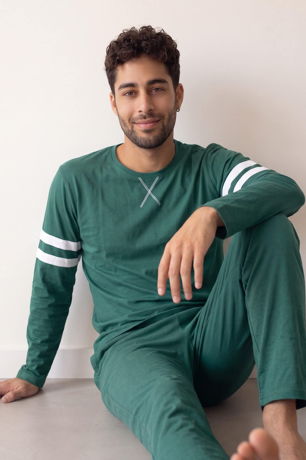 Turkuaz Line Desenli Stylish Erkek Uzun Kol Pijama Takımı - Pijamaevi (3)