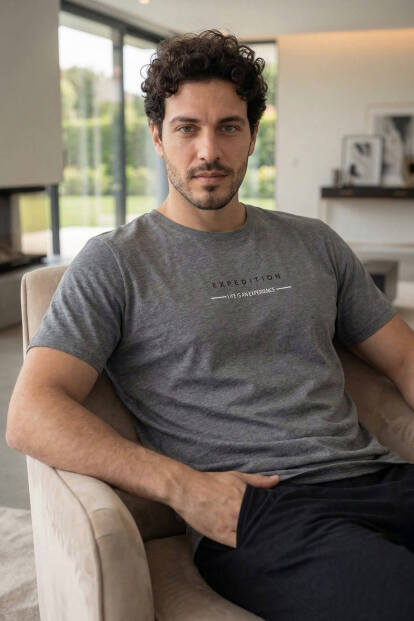 Urban Charcoal Lifes Baskılı Kısa Kollu Cotton Erkek Pijama Takımı - 2