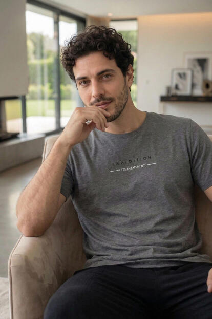 Urban Charcoal Lifes Baskılı Kısa Kollu Cotton Erkek Pijama Takımı - 3